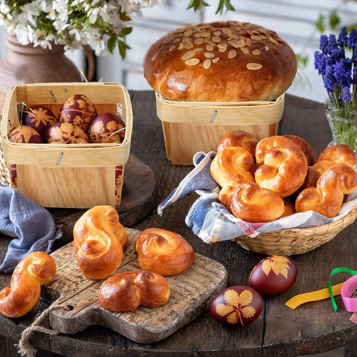 25 Mini Wooden Gift Baskets, 1/2 Pint Vented Square Boxes for Fruit Picking 3 x 3 x 2.2 inches