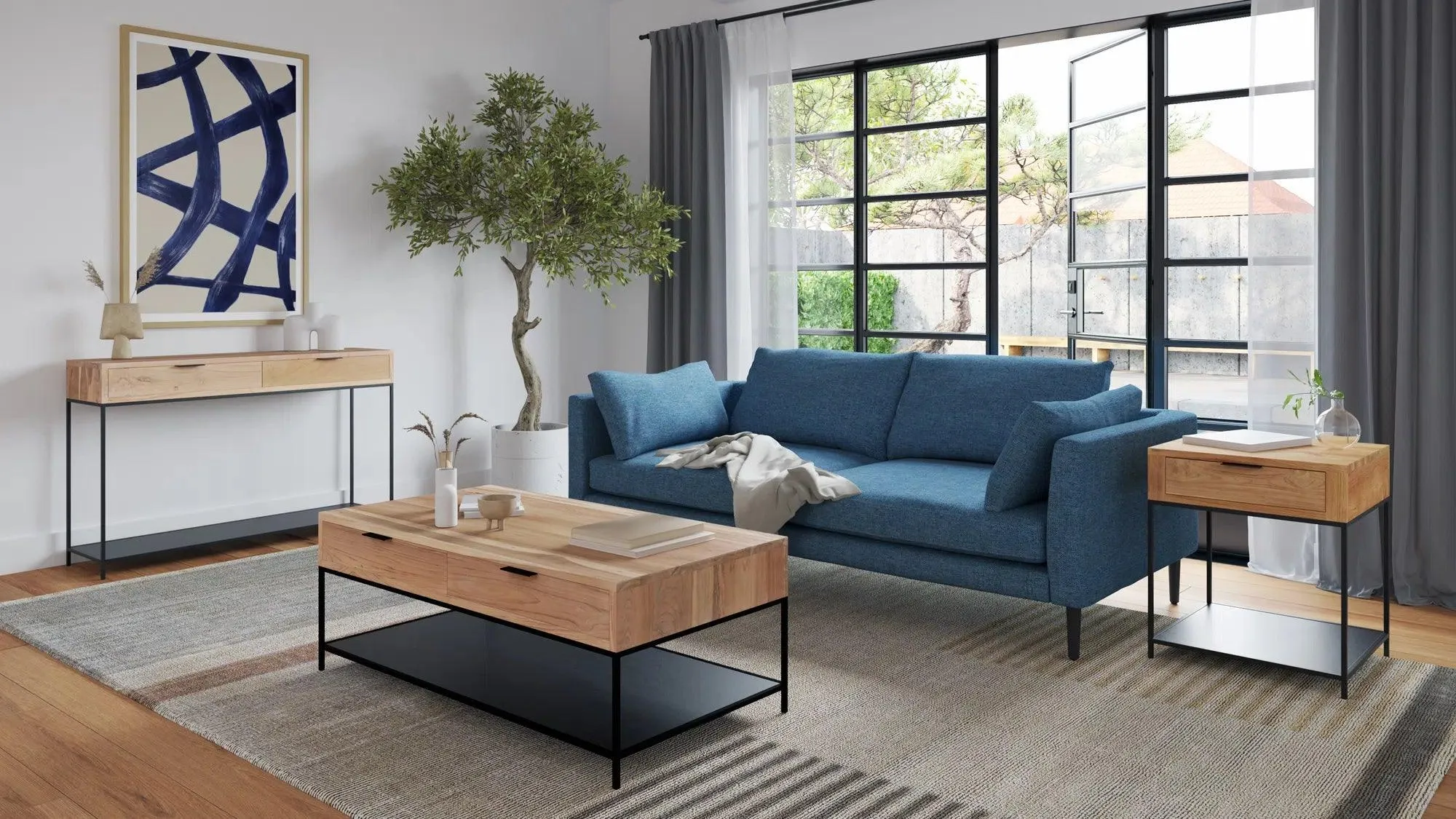46 Inch Coffee Table Natural Contemporary