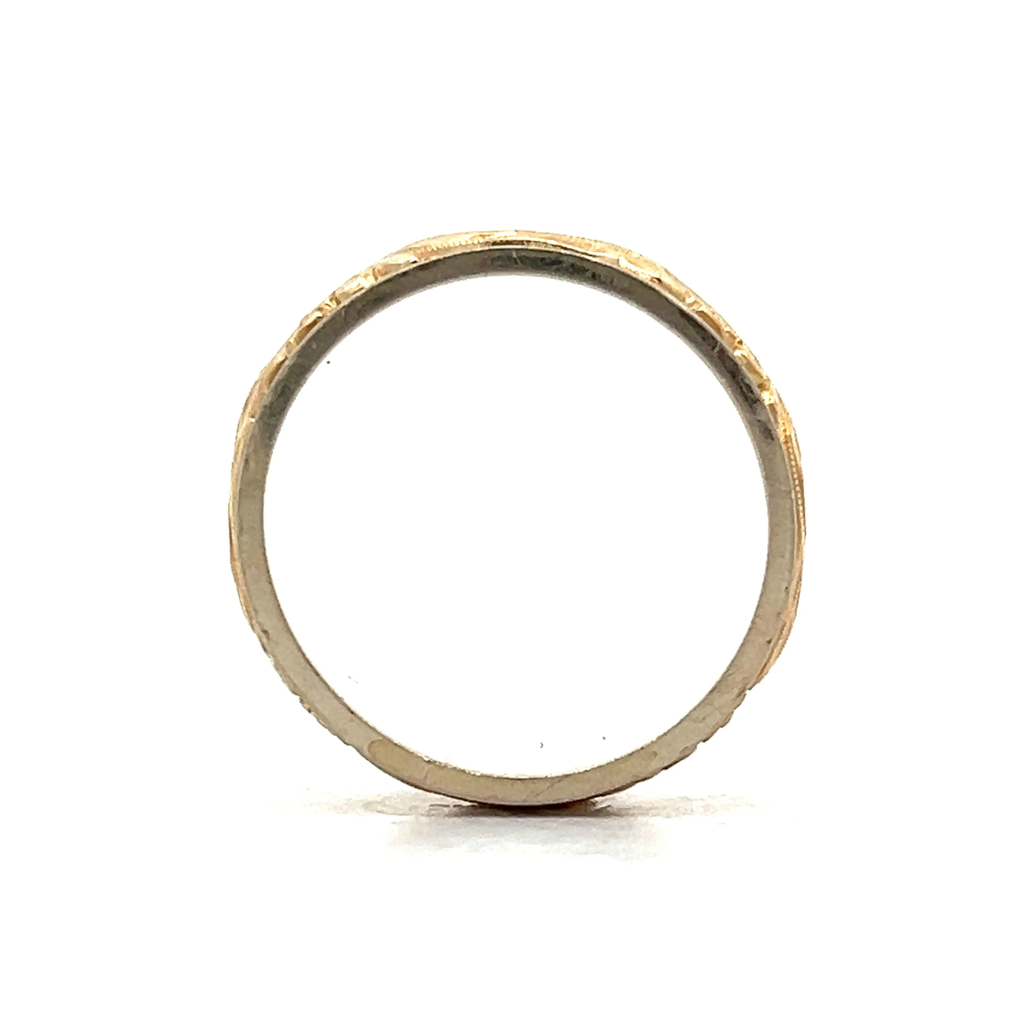 8mm Two-Tone Floral Men's Band in 14k