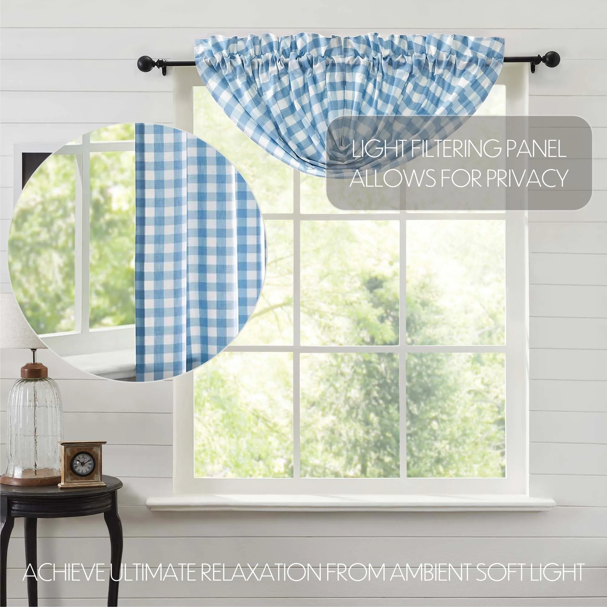 Annie Buffalo Blue Check Balloon Valance 15x60