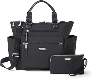 Baggallini Women's 3-in-1 Convertible Backpack with RFID Phone Strap, Black