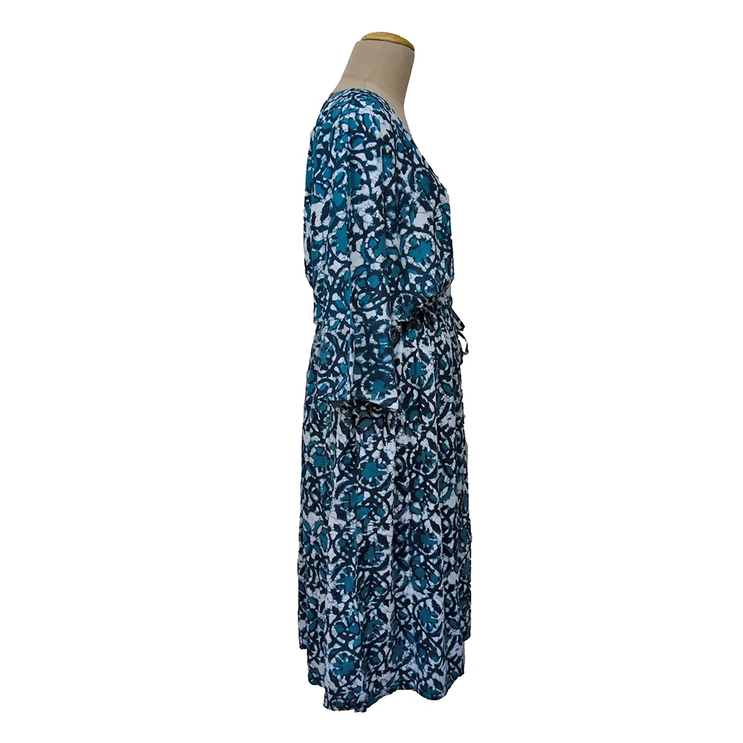 Blue Batik Viscose Maxi Dress UK Size 18-32 M94