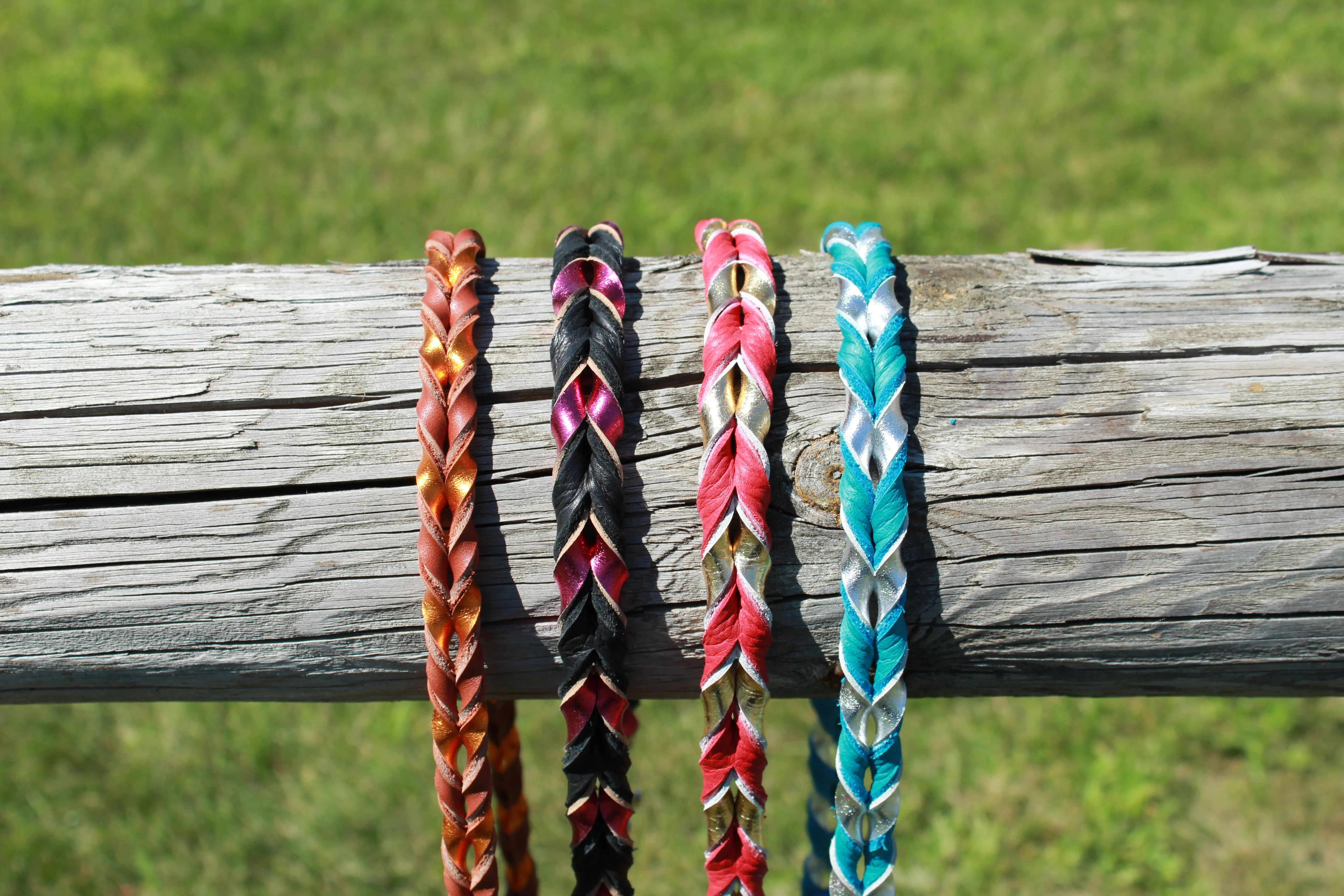 Braided Leather Leash - Metallic Leather Two Tone