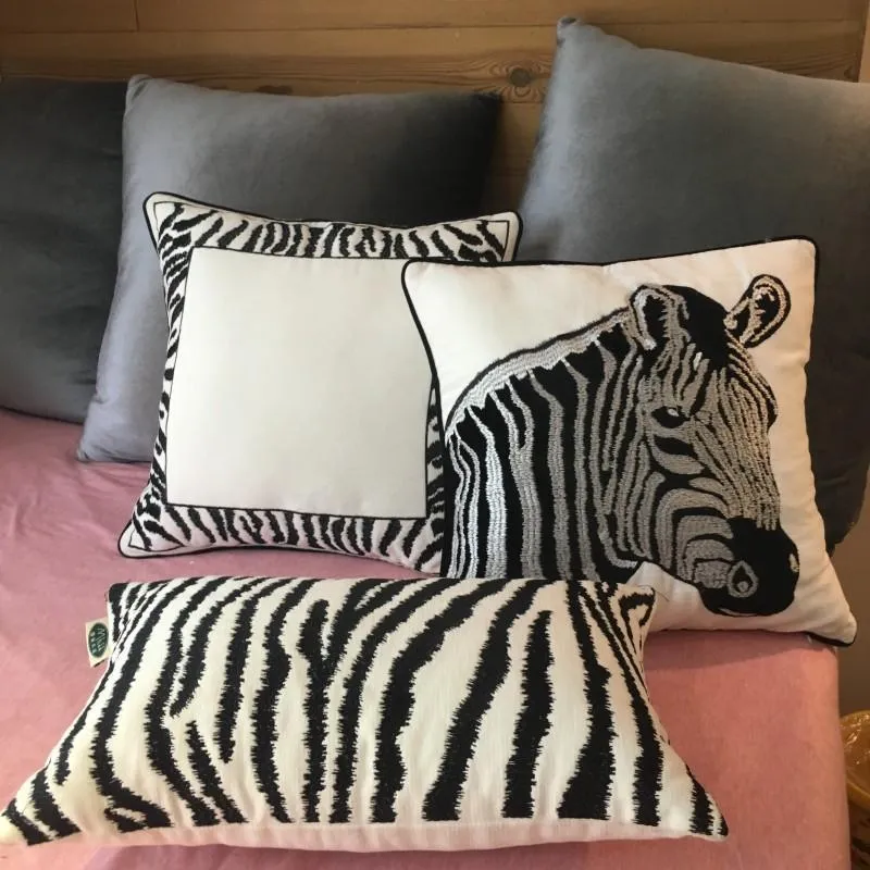 Chenille Zebra Pillow Cover, Decorative Throw Pillow, Modern Sofa Pillows, Decorative Pillows for Car