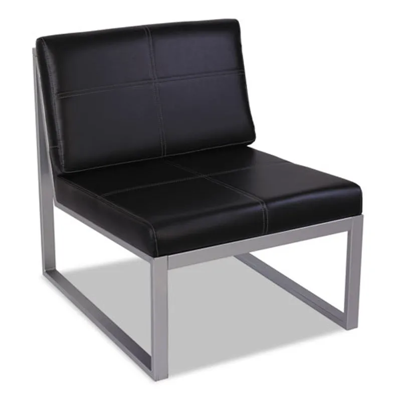 Cube Chair, Silver w/Black Leather