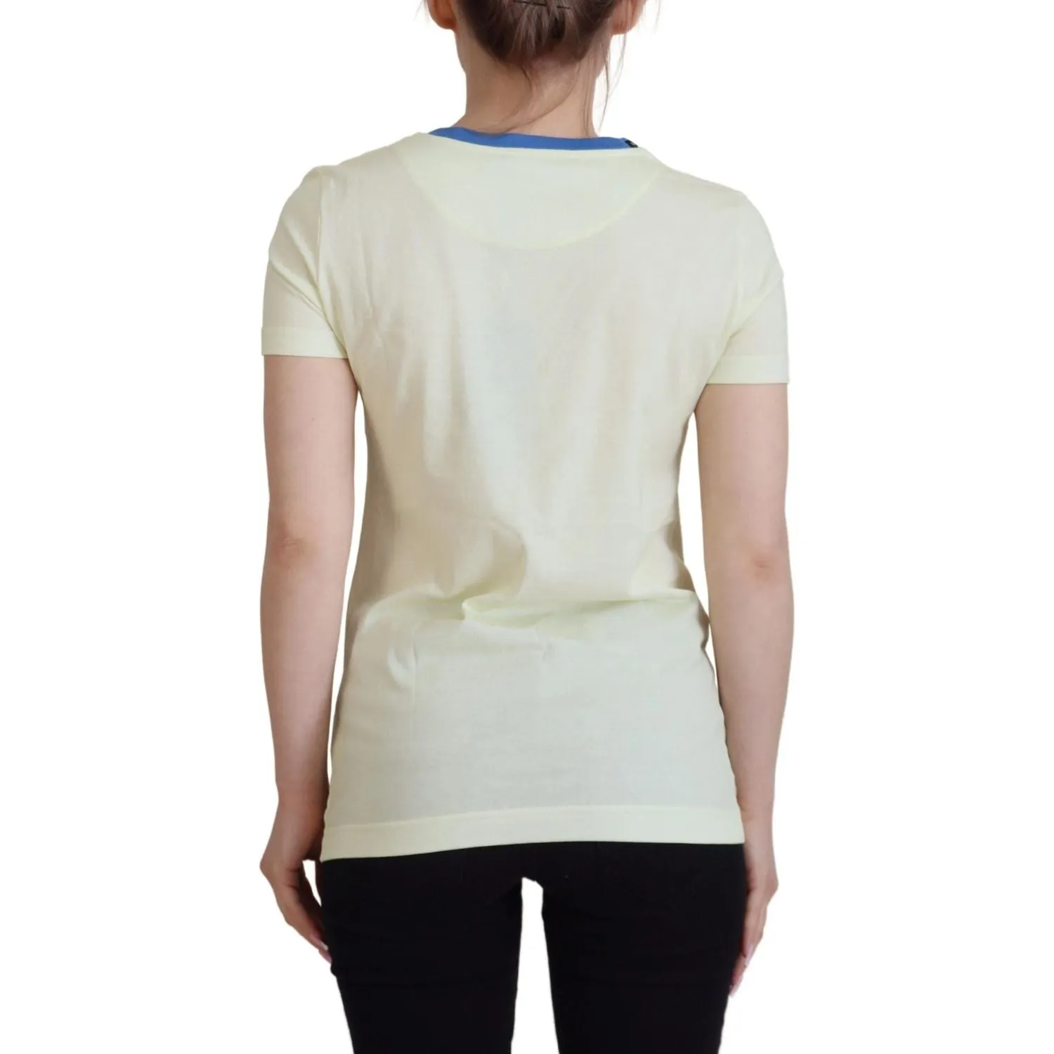 Dolce & Gabbana Elegant Yellow Cotton Tee with Chic Print