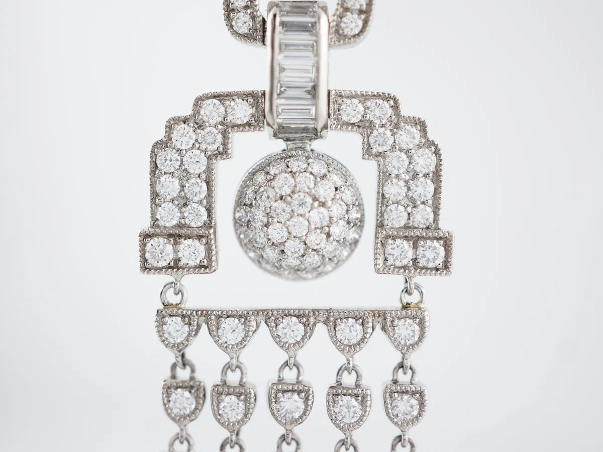 Earrings Modern 5.85 Round Brilliant & Straight Baguette Cut Diamonds in Platinum