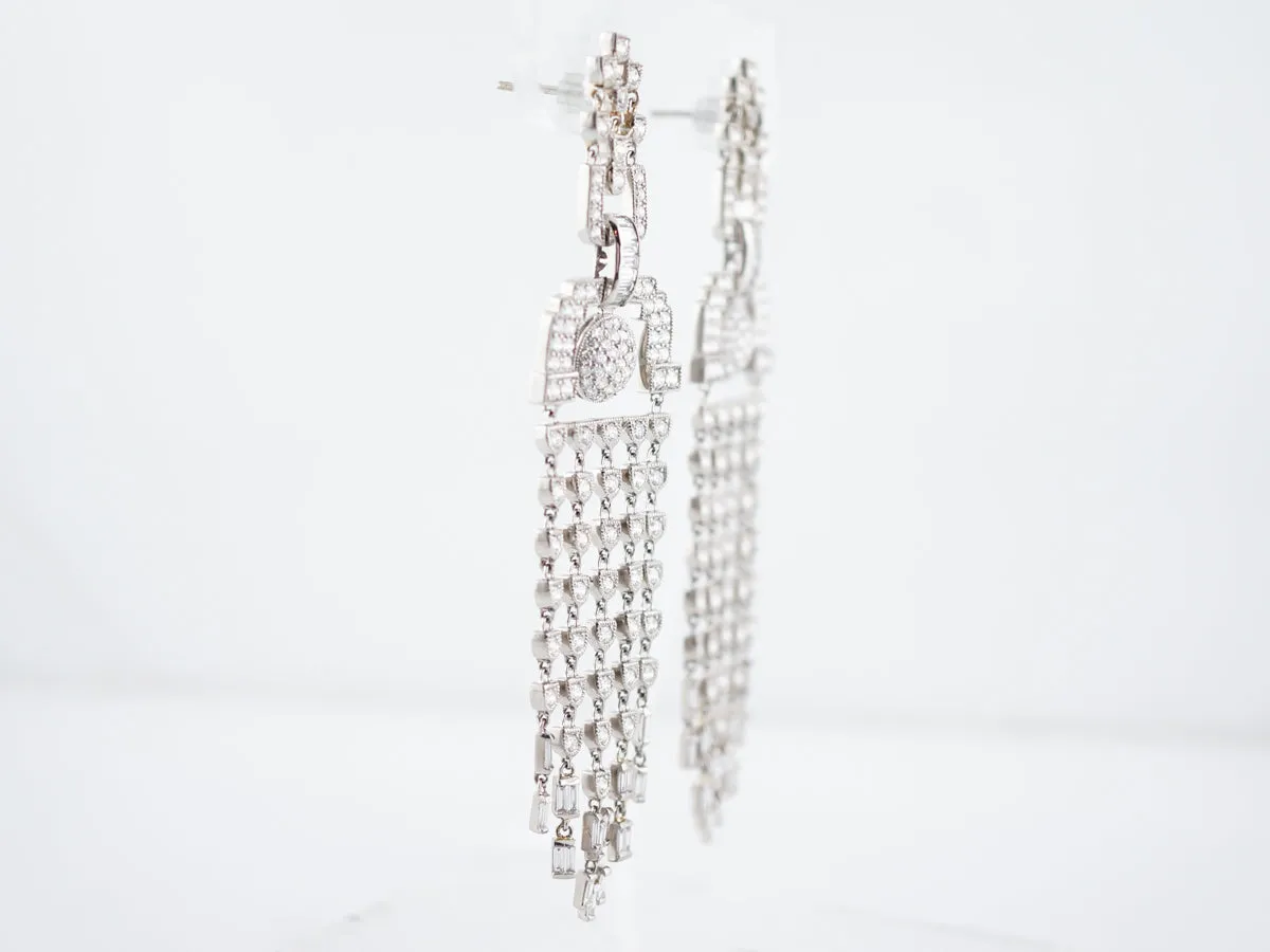 Earrings Modern 5.85 Round Brilliant & Straight Baguette Cut Diamonds in Platinum