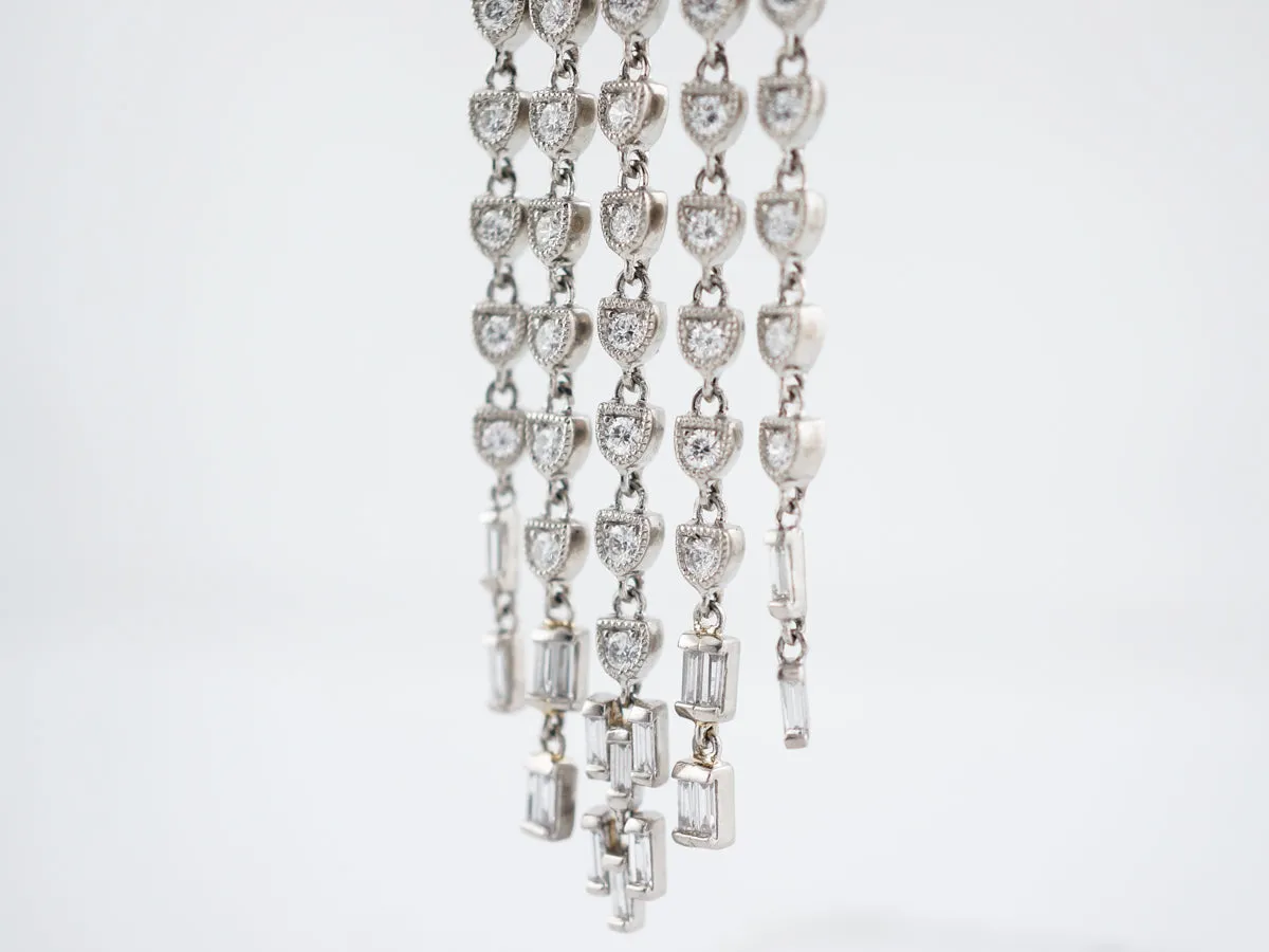 Earrings Modern 5.85 Round Brilliant & Straight Baguette Cut Diamonds in Platinum