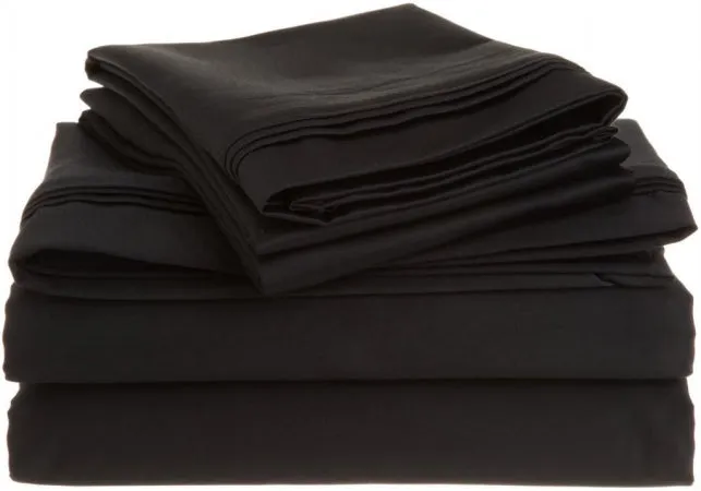 Egyptian Cotton 1500 Thread Count Solid Sheet Set Queen-Black