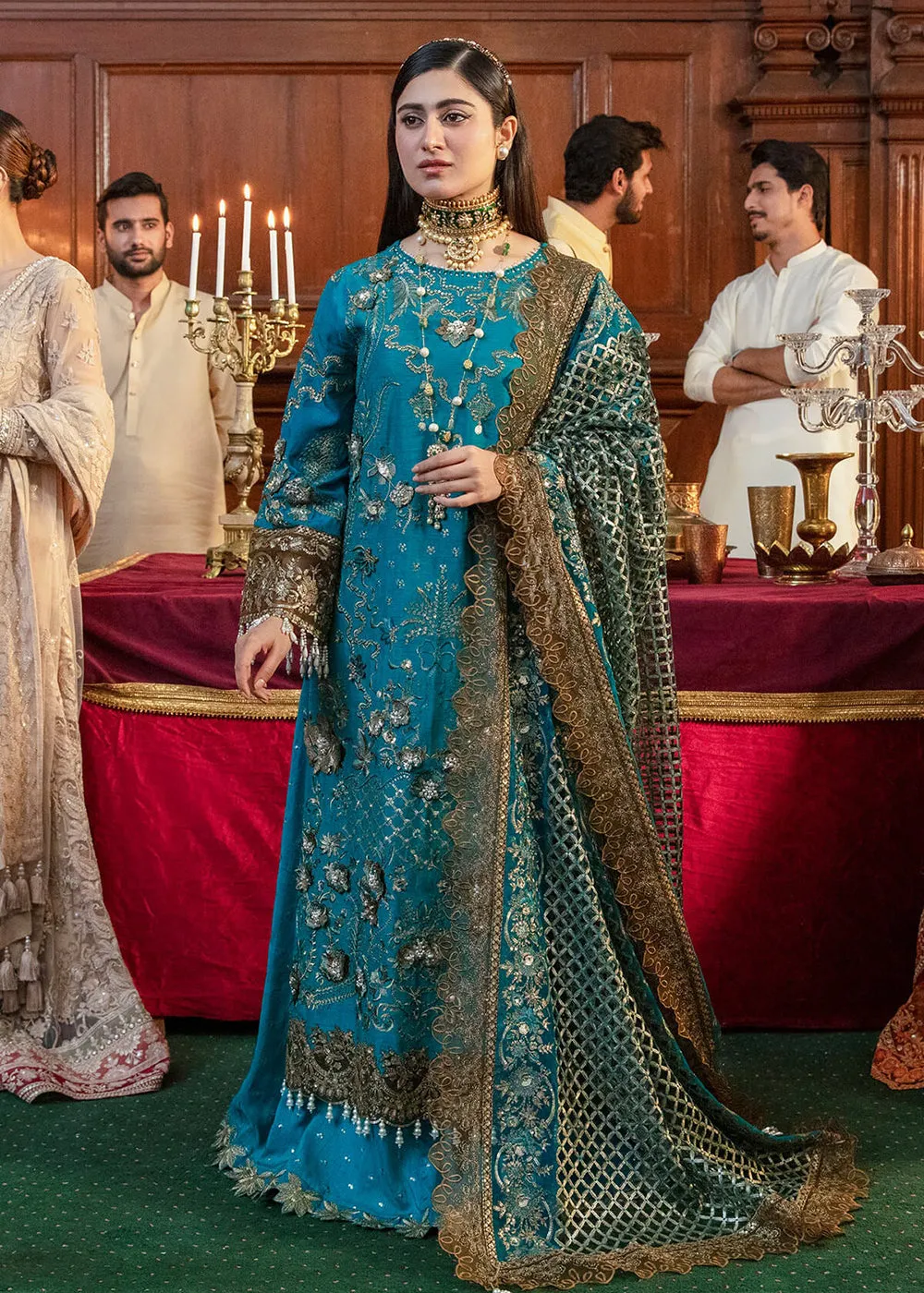 Firozi Blue Pakistani Sharara Suit | Imrozia Serene Mehram Brides '23 | SB-14 - NAJAT