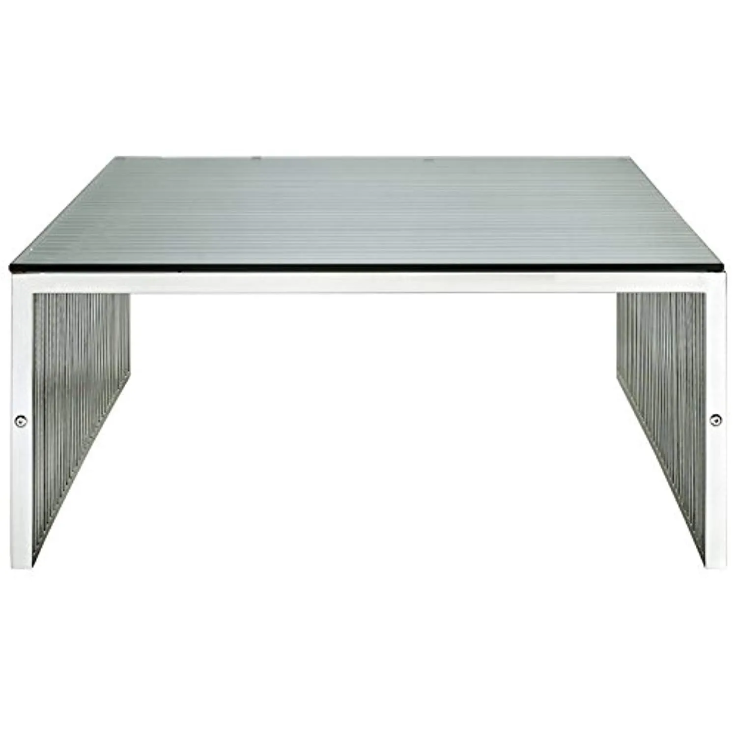 Gridiron Stainless Steel Coffee Table With Tempered Glass Top