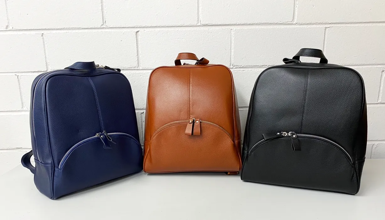 KINGSCLIFF - Navy Premium Genuine Leather Backpack