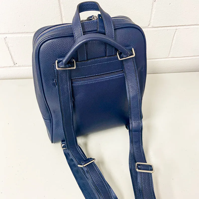 KINGSCLIFF - Navy Premium Genuine Leather Backpack