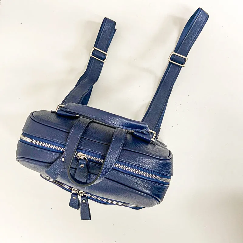 KINGSCLIFF - Navy Premium Genuine Leather Backpack