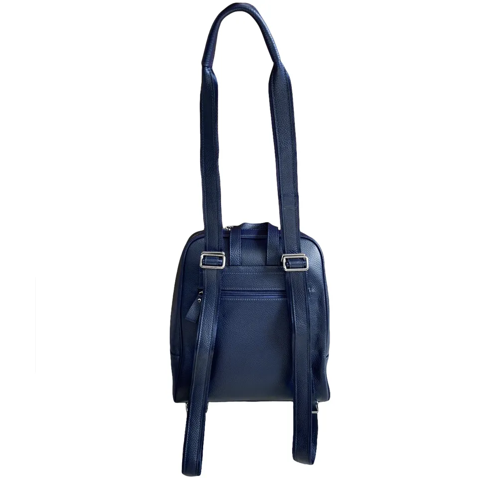 KINGSCLIFF - Navy Premium Genuine Leather Backpack