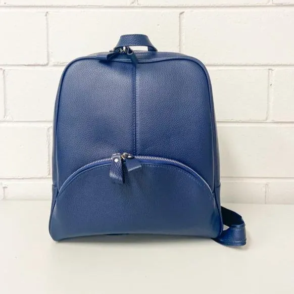 KINGSCLIFF - Navy Premium Genuine Leather Backpack
