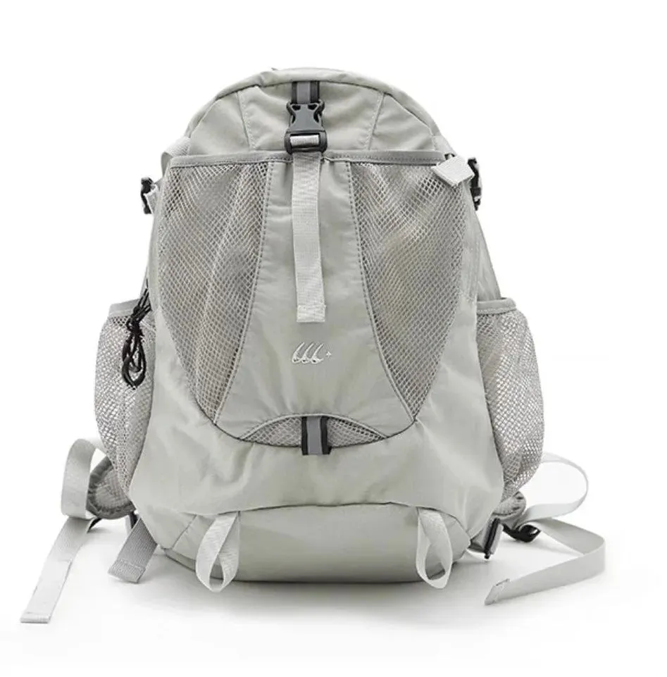 Korean Gray Nylon Y2k Backpack High Capacity Unisex Lightweight Outdoor Hiking Backpacks Cycling Bag Women Fashion School Bags