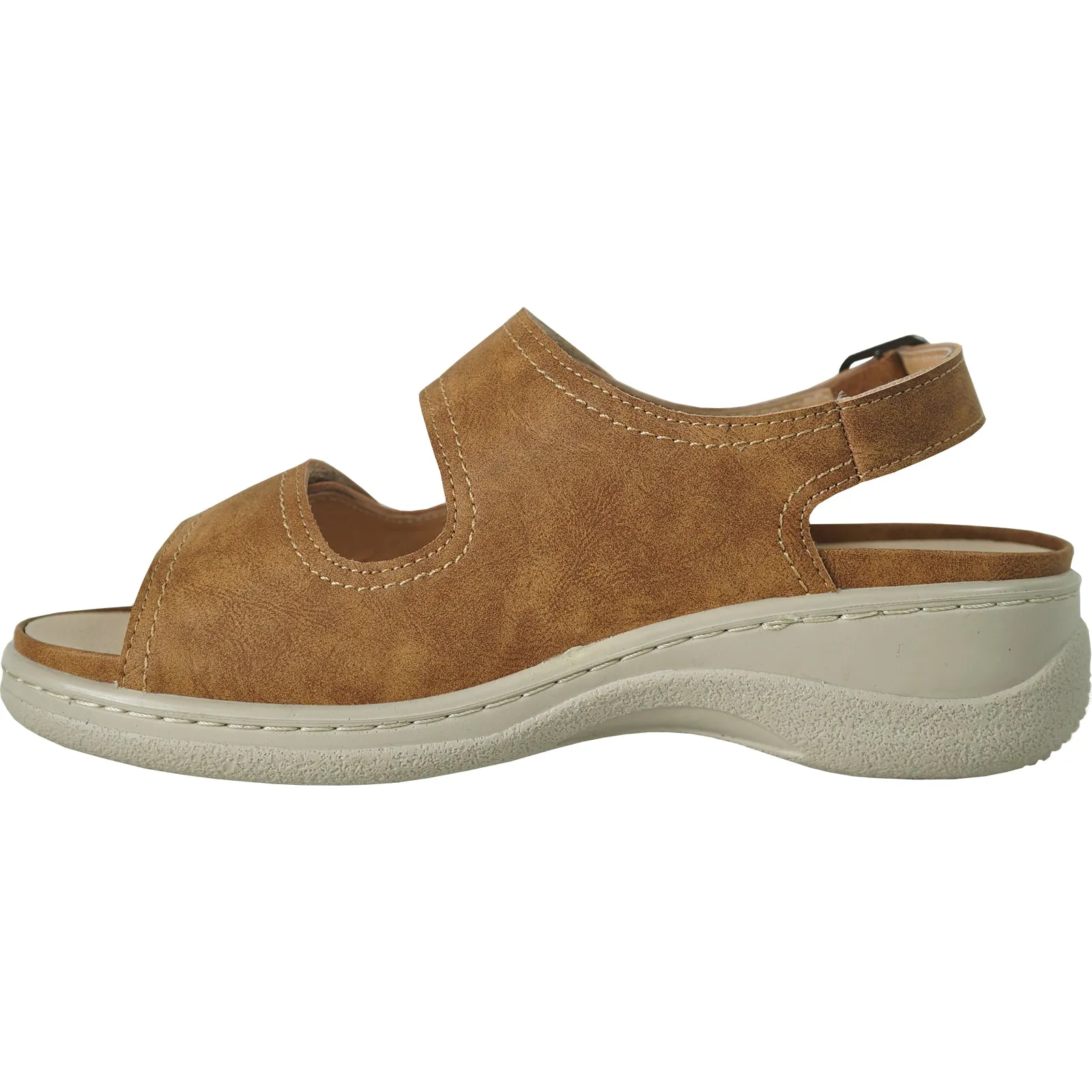 KOZI Women Comfort Casual Sandal OY3102 Wedge Sandal Camel – Replaceable Orthopedic Footbed