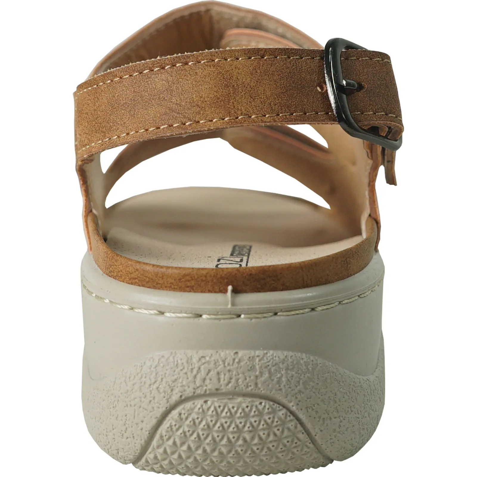 KOZI Women Comfort Casual Sandal OY3102 Wedge Sandal Camel – Replaceable Orthopedic Footbed