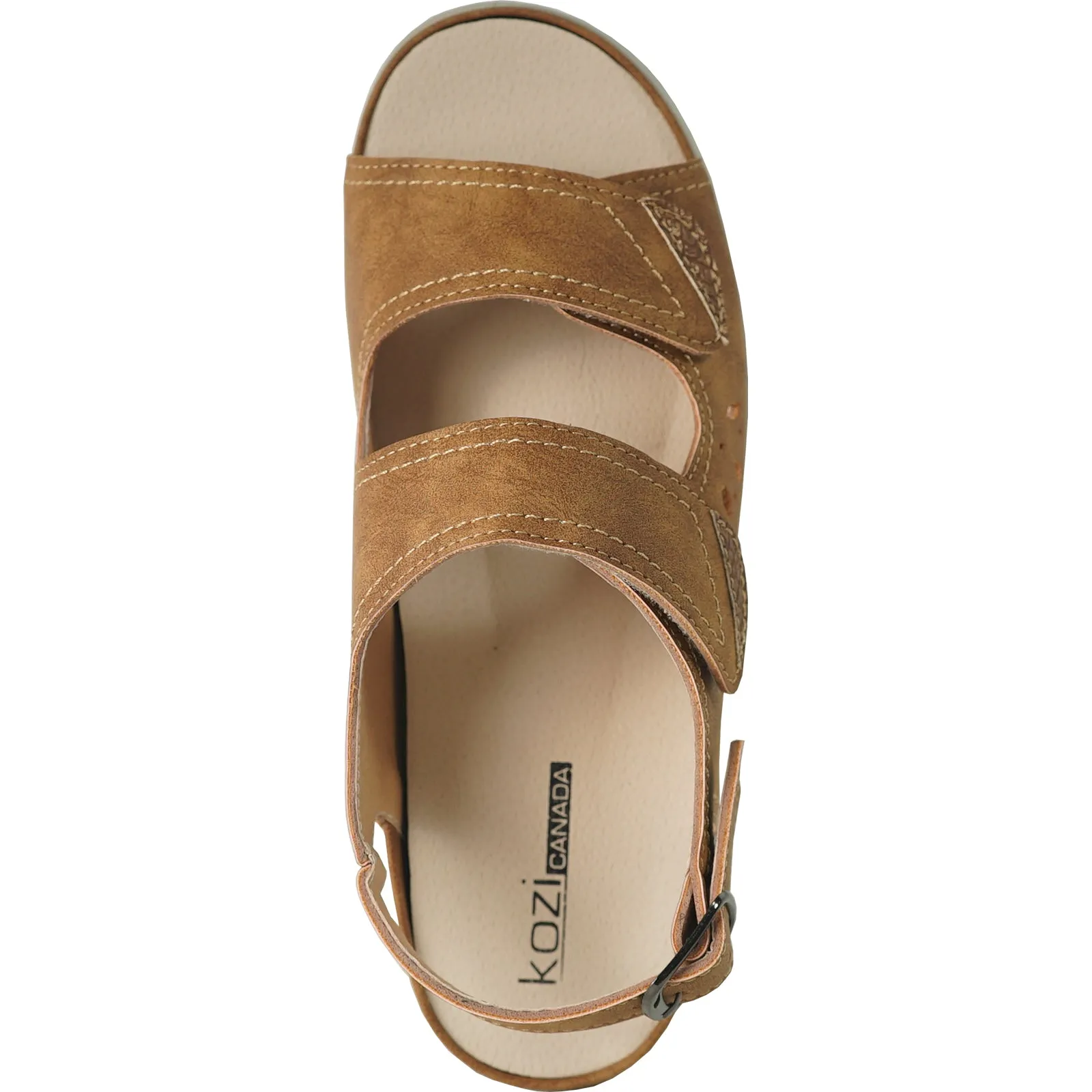 KOZI Women Comfort Casual Sandal OY3102 Wedge Sandal Camel – Replaceable Orthopedic Footbed
