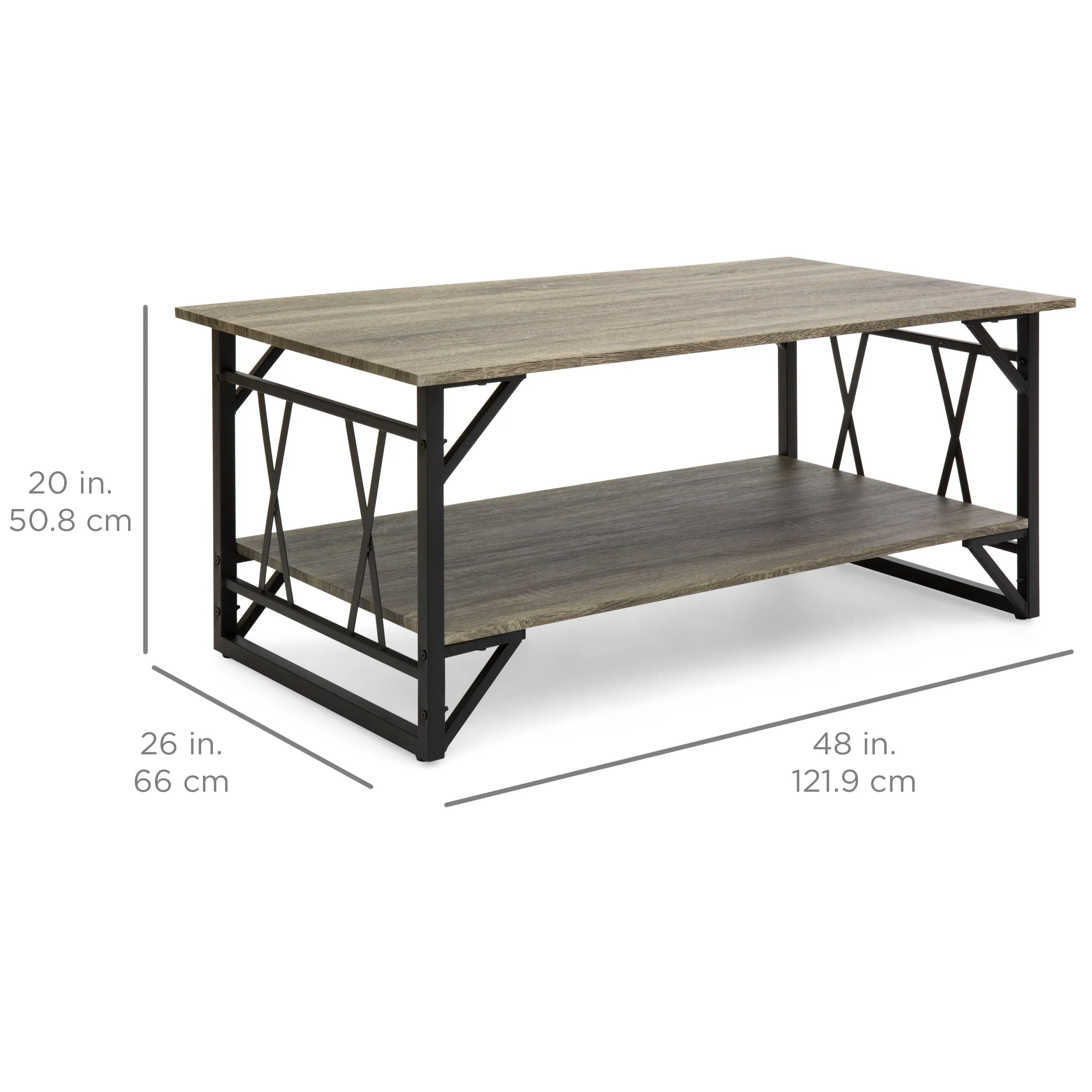 Modern Contemporary Style Wooden Coffee Table w/ Metal Legs - Gray