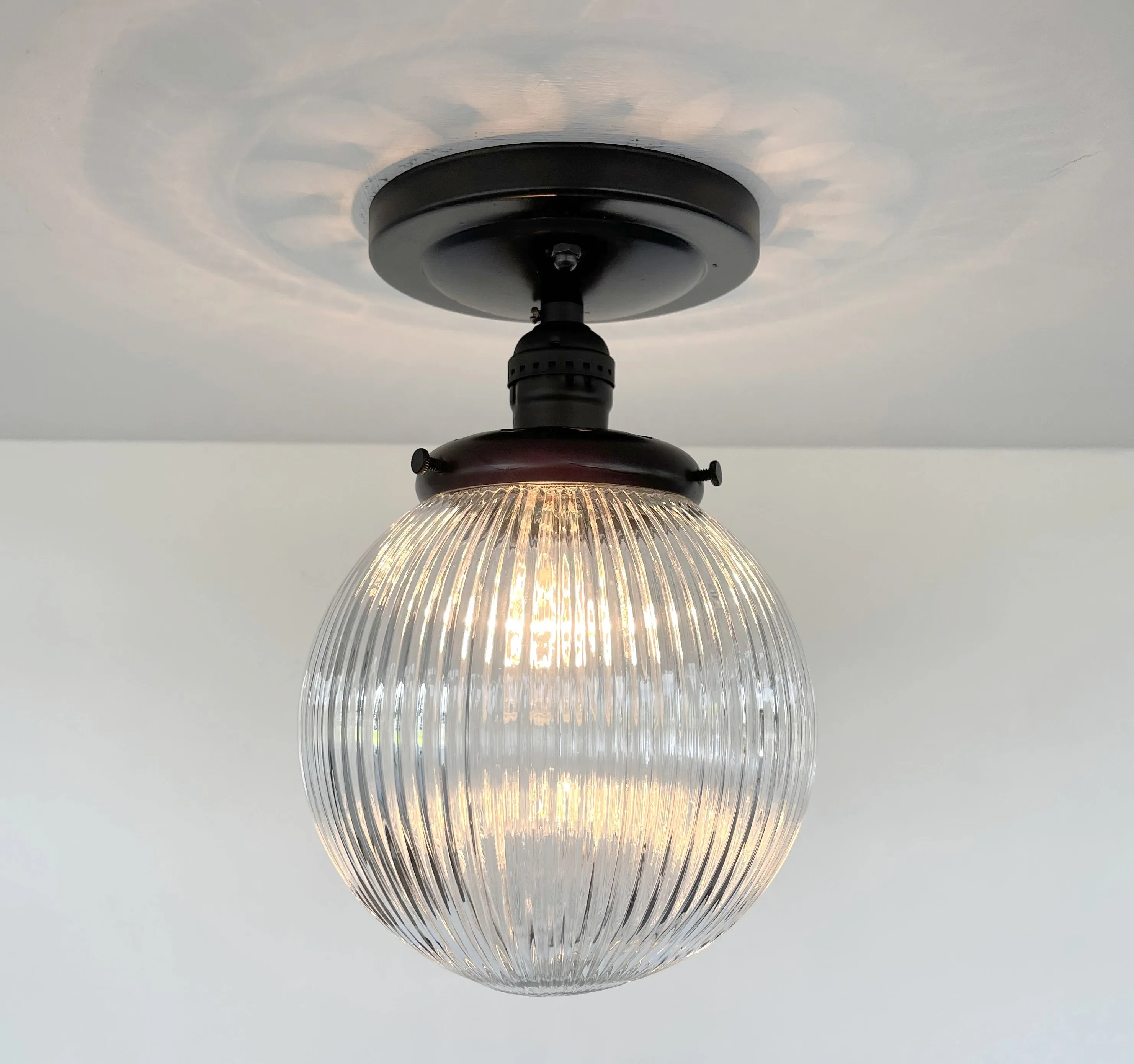 Modern Holophane Glass Ceiling Light