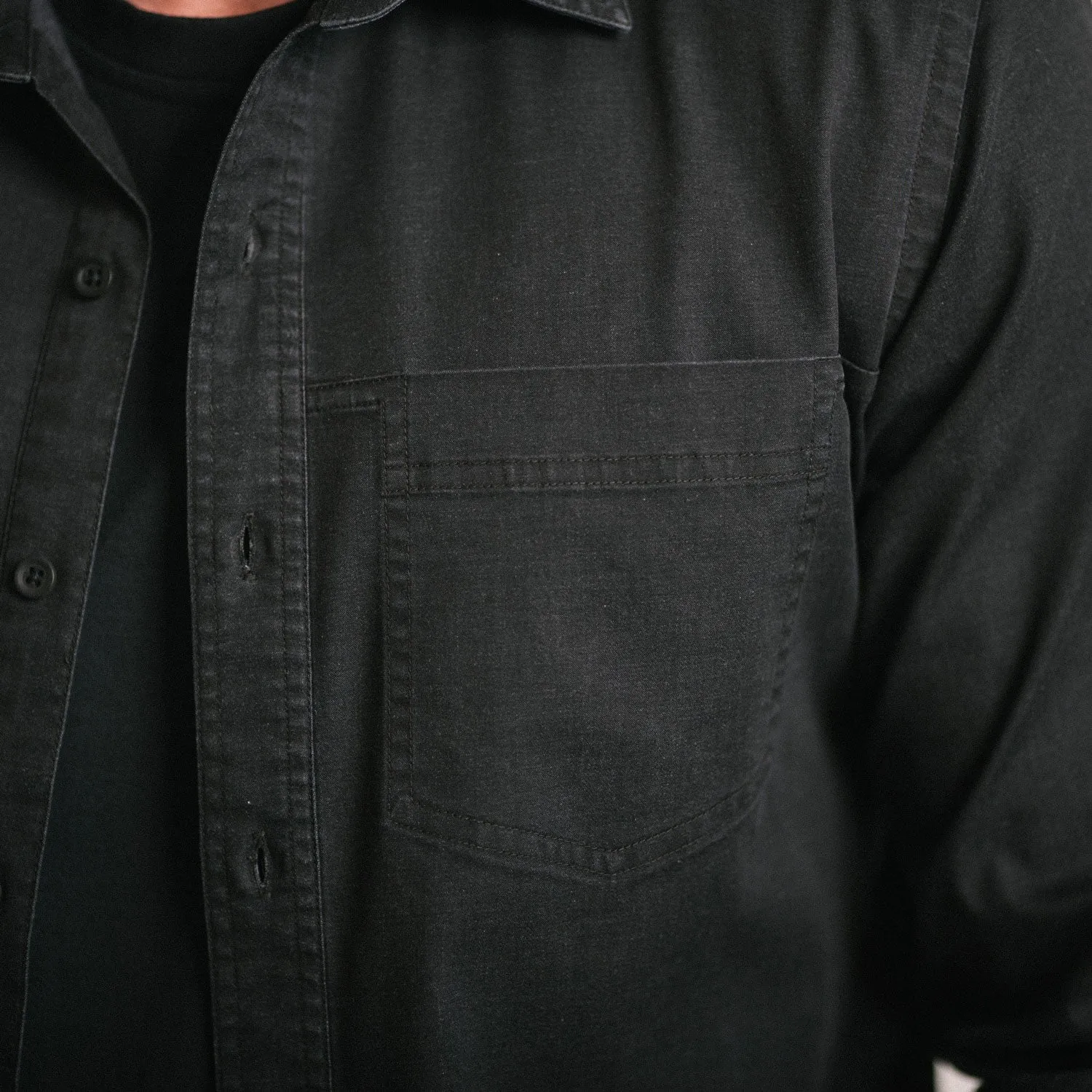 Myers Casual Shirt – Black Cotton Stretch Twill