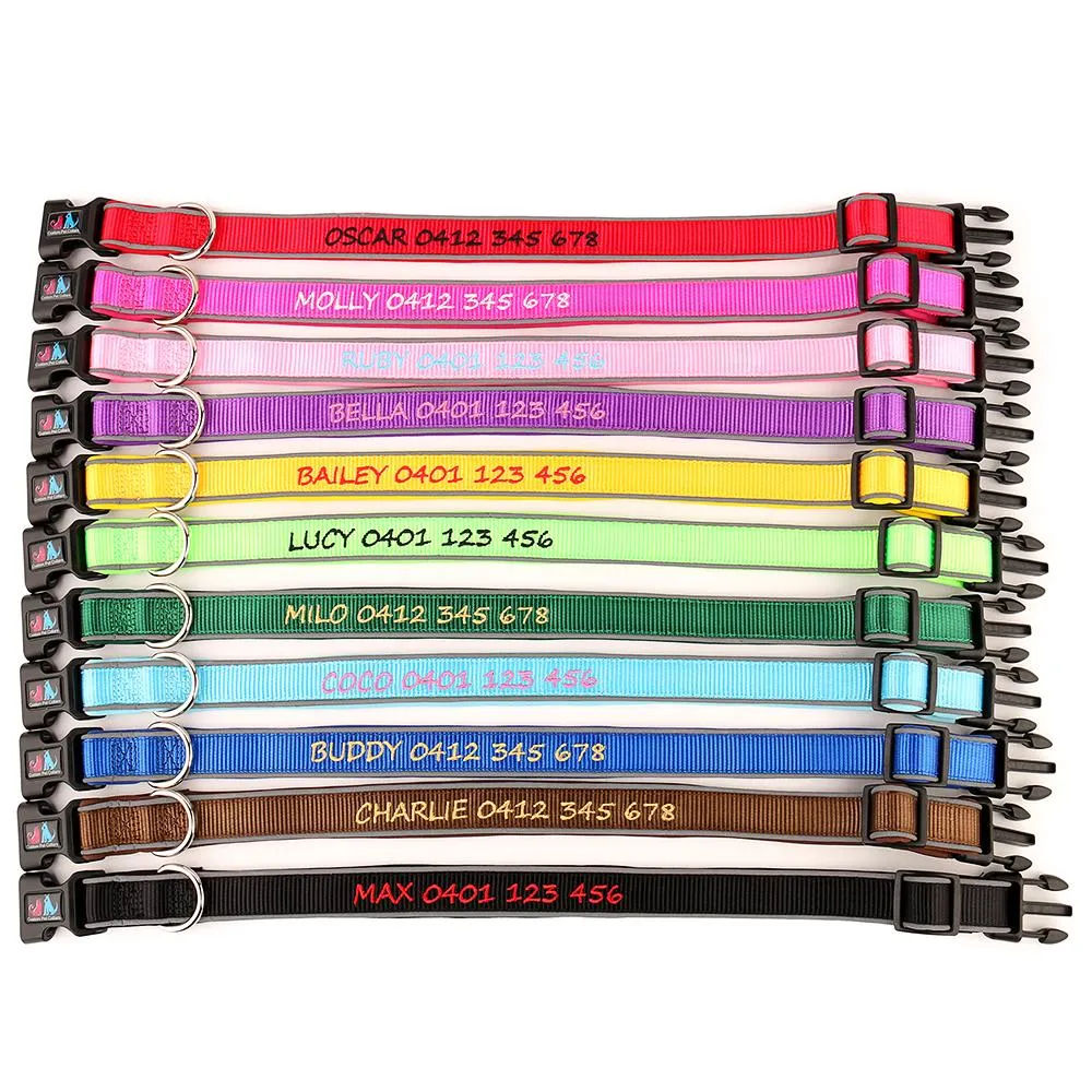 (NEW DESIGN) Super Premium - Nylon & Padded Neoprene with Safety Reflection Strips Dog Collars