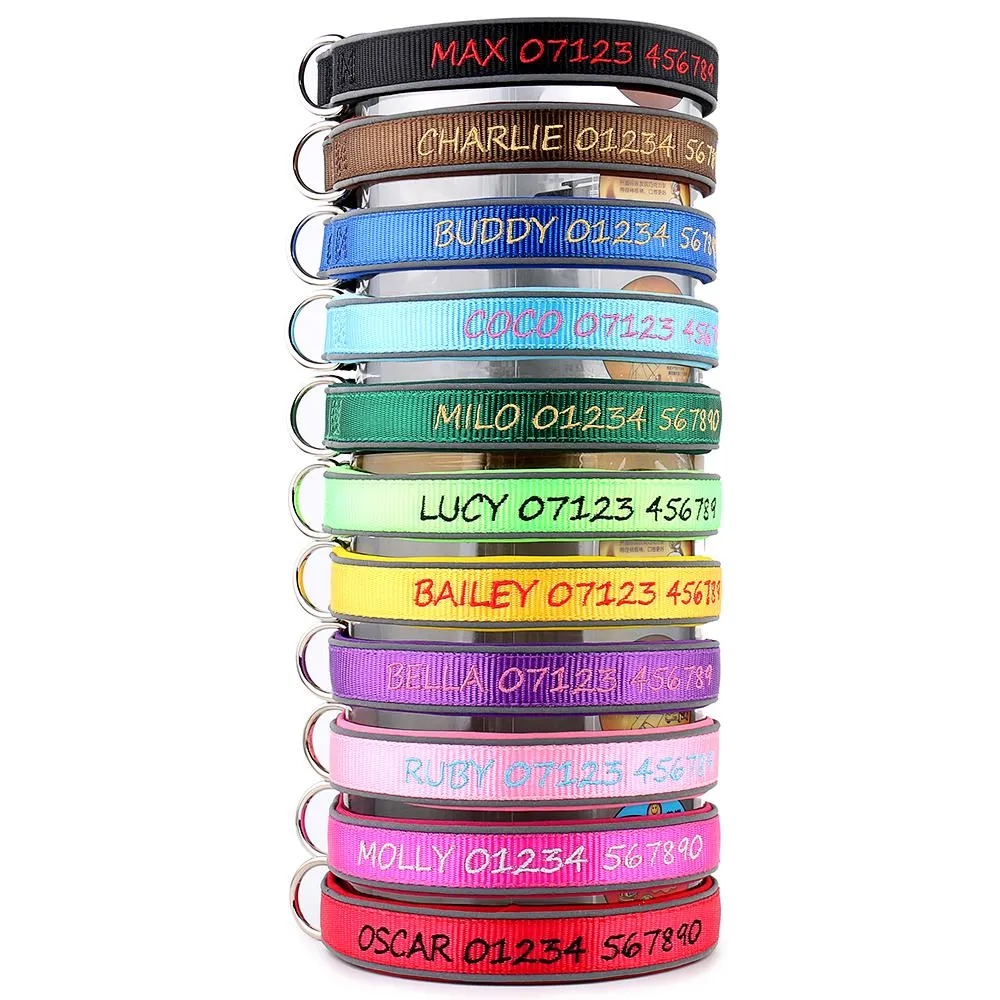 (NEW DESIGN) Super Premium - Nylon & Padded Neoprene with Safety Reflection Strips Dog Collars