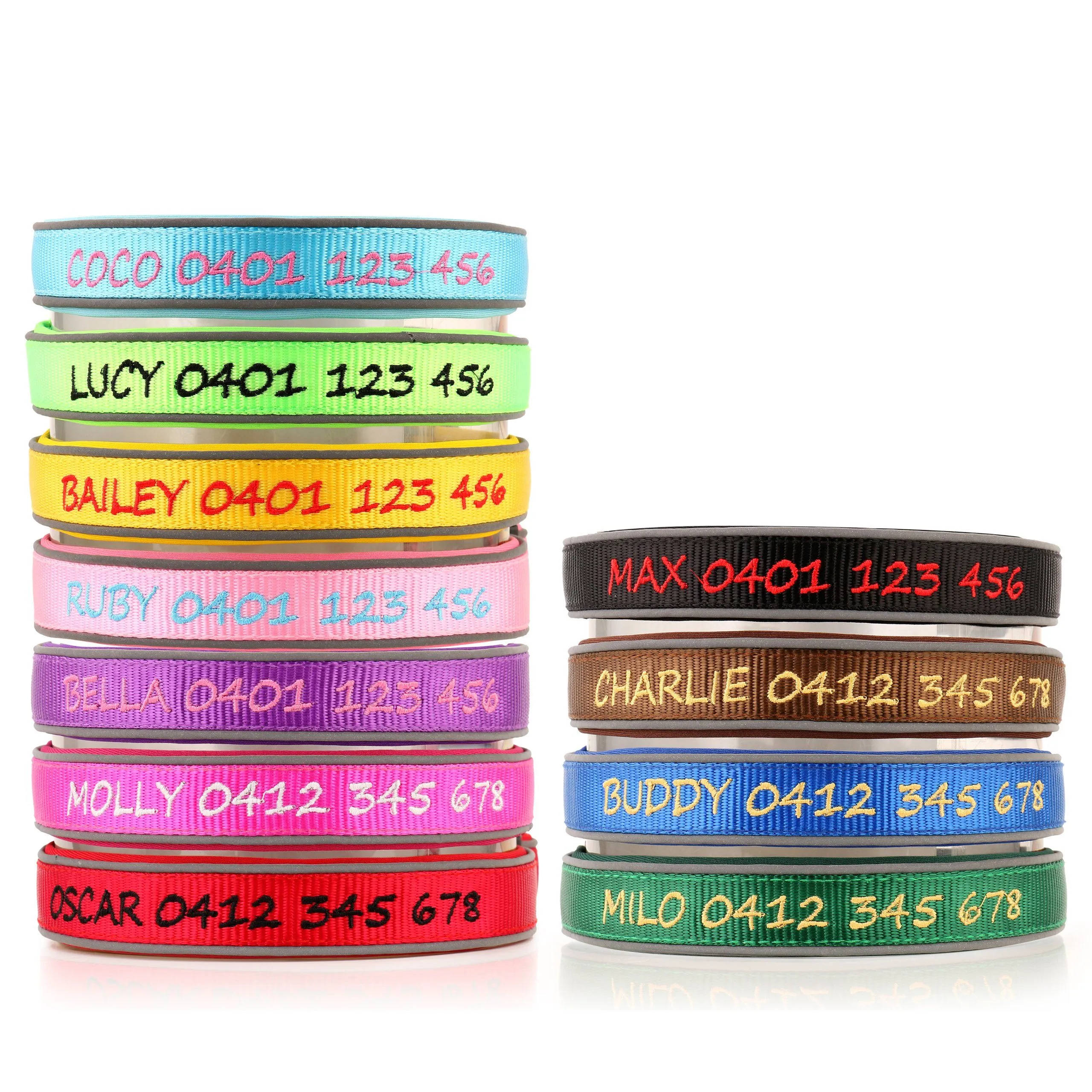 (NEW DESIGN) Super Premium - Nylon & Padded Neoprene with Safety Reflection Strips Dog Collars