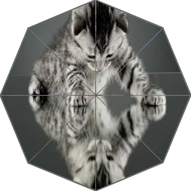Nice Cartoon Kitten Cat Umbrella Custom Sunny and Rainy Umbrella Design Portable Fashion Stylish Useful Umbrellas Good Gift
