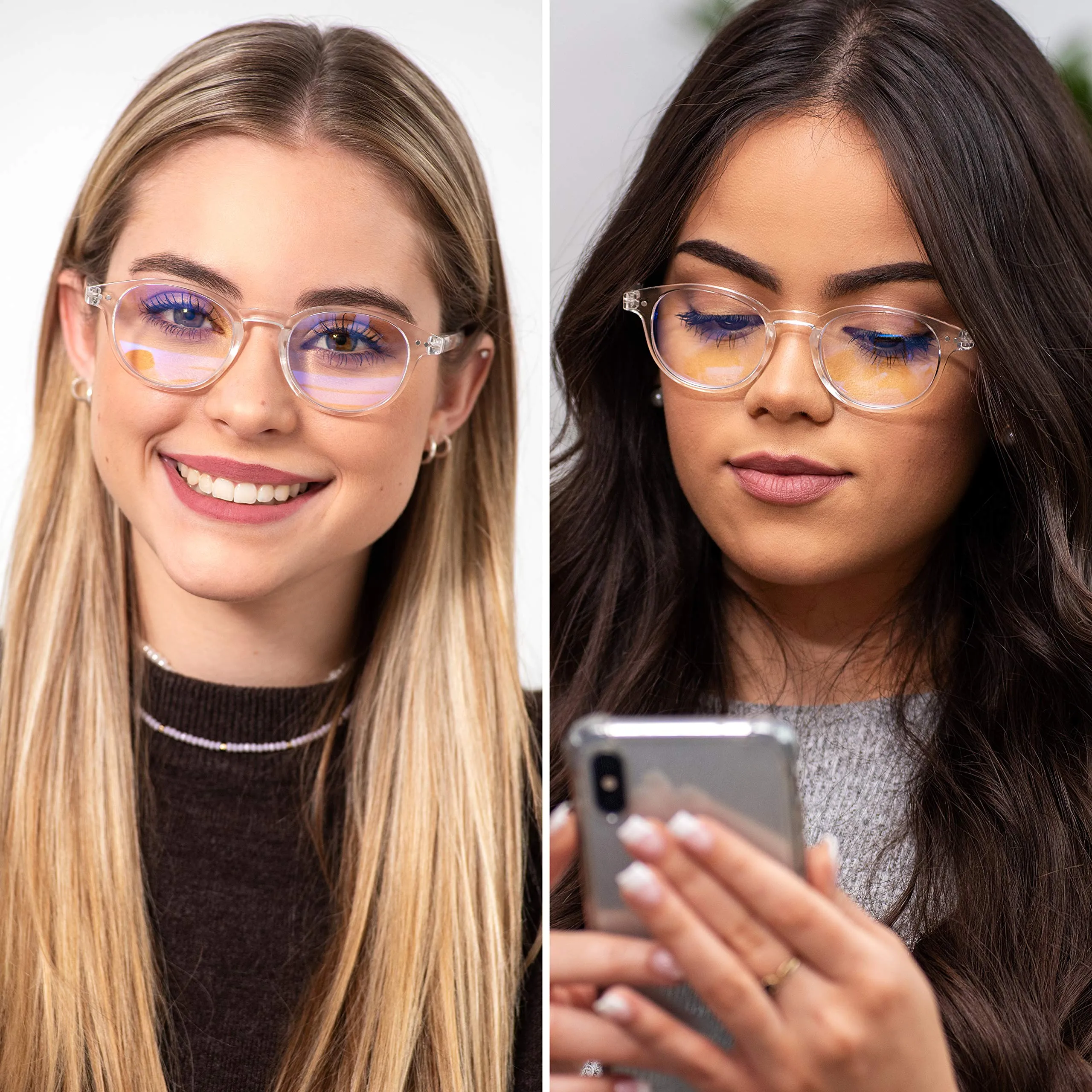 Round-Blue-Light-Blocking-Reading-Glasses-Clear-Zero-Magnification-Computer-Glasses
