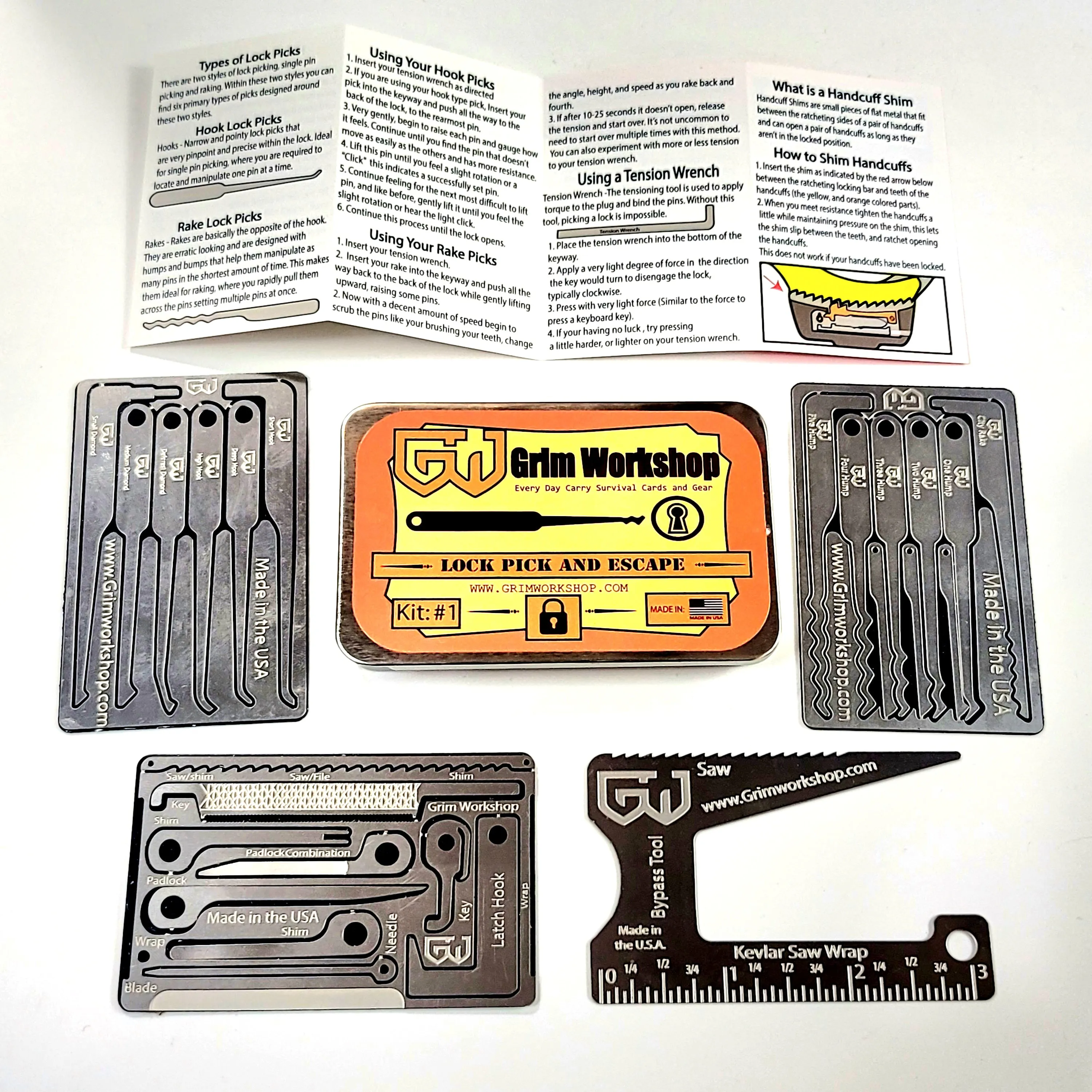 SERE Kit Lock Pick and Escape Kit: Urban Survival Cards