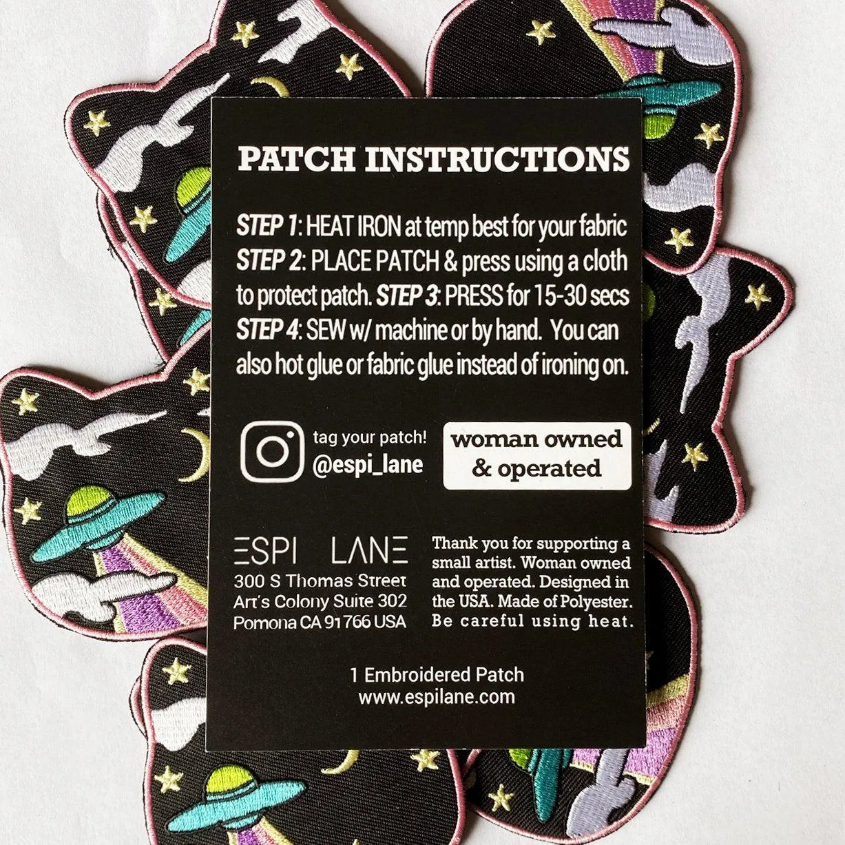 Space Cat Cute UFO Iron On Patch