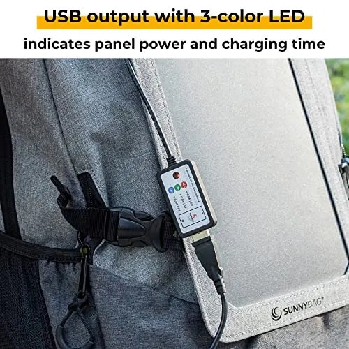 Sunnybag Explorer  | Solar Backpack with Removable 6 watt Solar Panel | USB Port | Including Laptop Compartment for 15.6 inch Notebook | 15 Liter | Water Resistant | Gray-Black