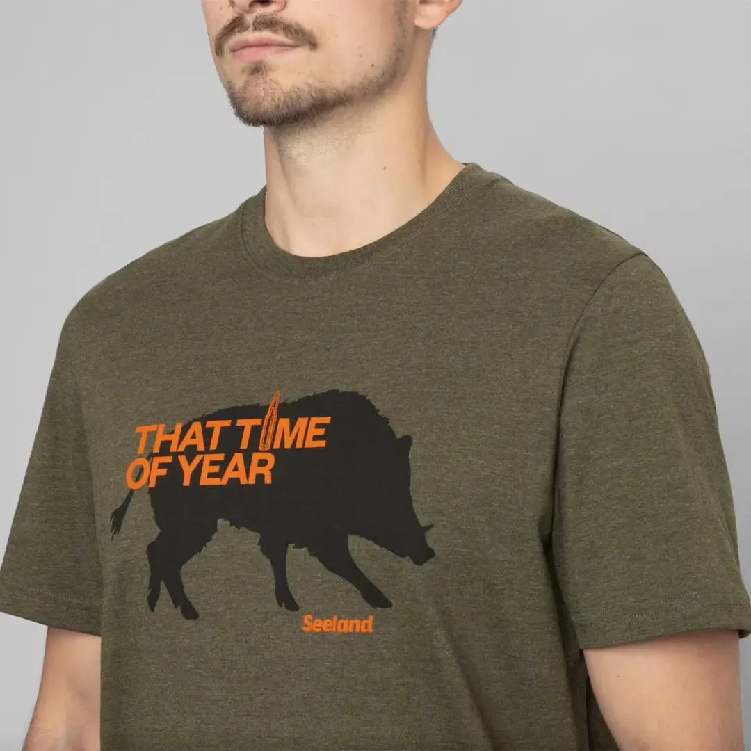 That Time T-Shirt - Pine Green Melange by Seeland