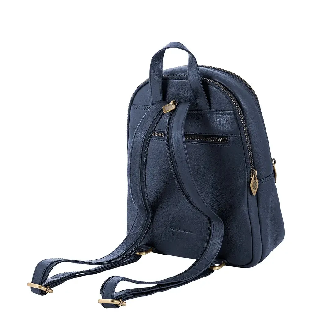 Viajera Small Backpack - Navy Leather by Pampeano